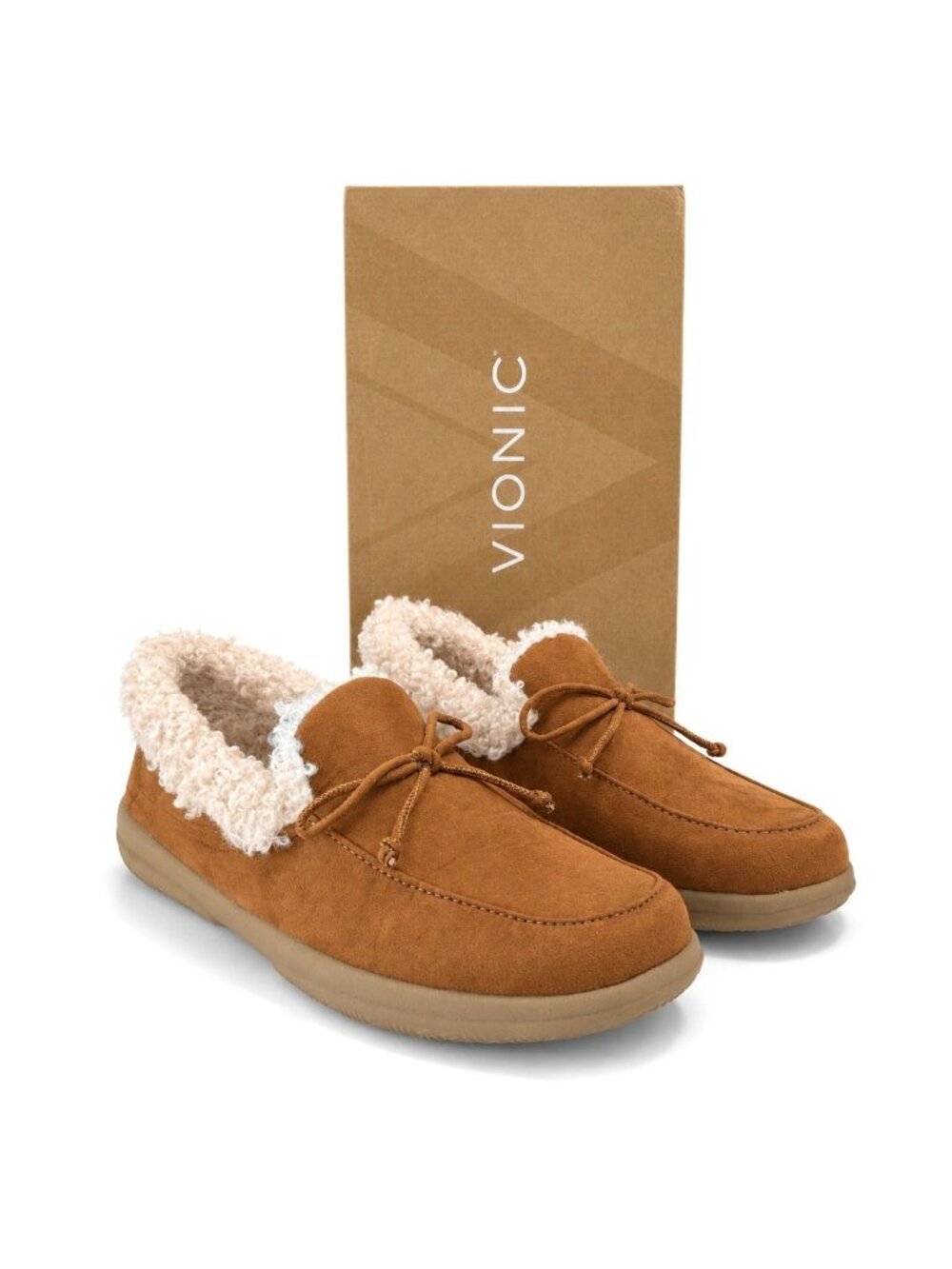 Vionic Claribel Shearling Tan Moccasin Slippers Womens 10 Orthotic Comfort - Picture 6 of 10